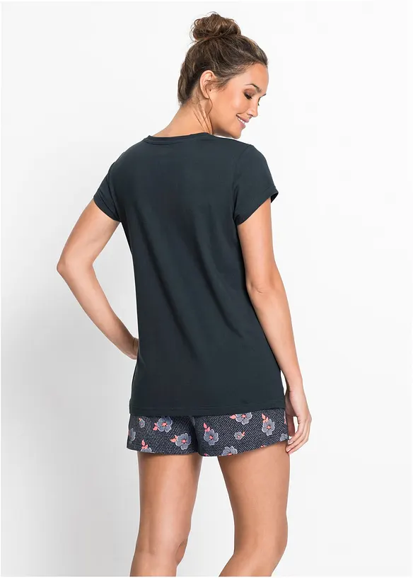 Shorty aus reiner Baumwolle in blau von hinten (Totalaufnahme) - bonprix