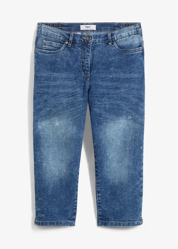 Straight Jeans, Mid Waist, Stretch in blau von vorne - bonprix