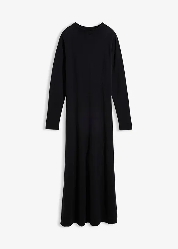 Feinstrick-Maxikleid mit Kaschmiranteil in schwarz von vorne - bonprix
