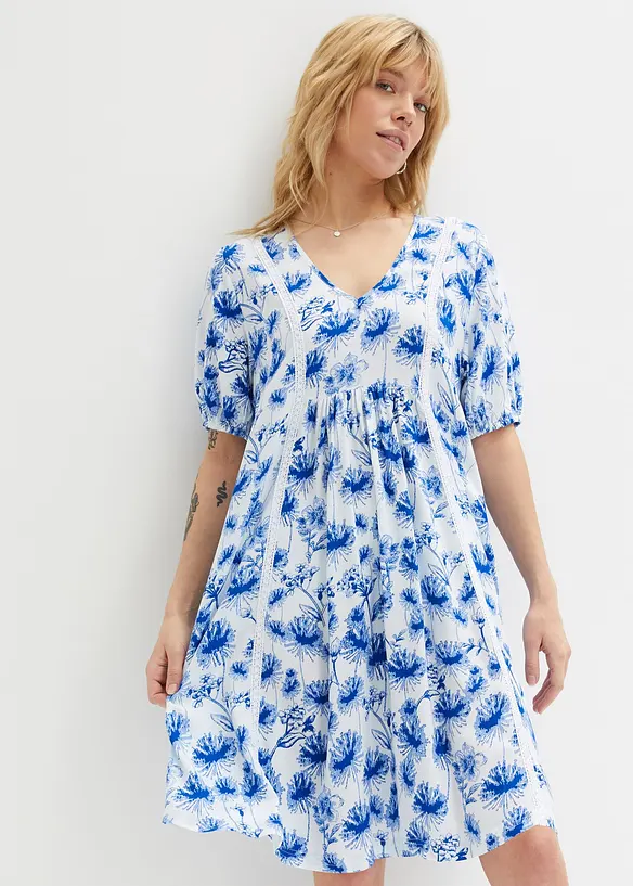 Minikleid aus Viskose in weiß von vorne (Totalaufnahme) - bonprix