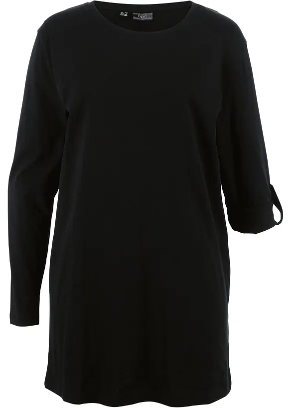 Longshirt aus reiner Baumwolle in schwarz von vorne - bonprix