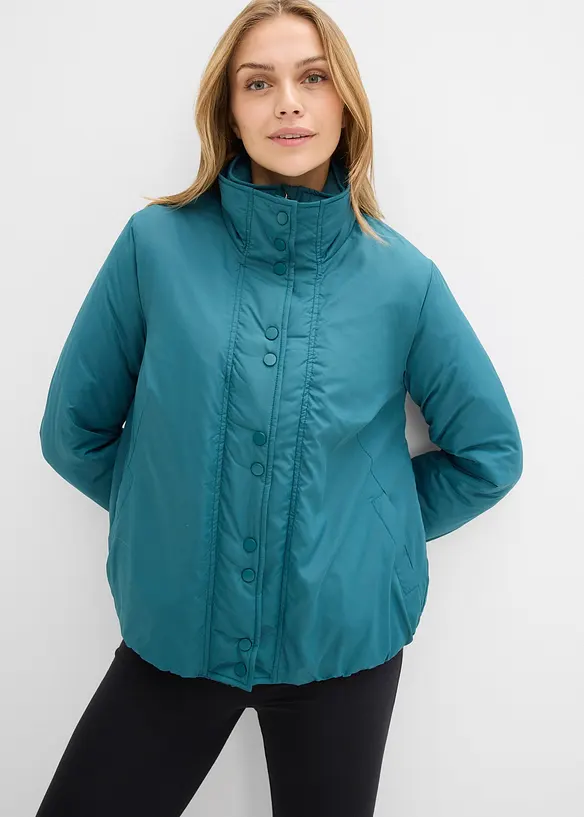 Wasserabweisende Funktions-Jacke, 2in1 Optik in petrol von vorne (im Anschnitt) - bonprix