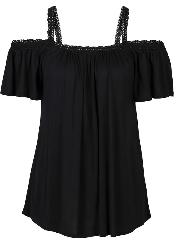 Cold-Shoulder-Shirt aus softer Viskose in schwarz - bonprix Cold-Shoulder-Shirt aus softer Viskose in schwarz - bonprix