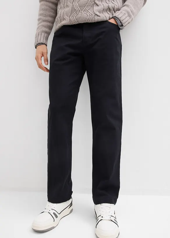 Relaxed Fit Stretch-Hose mit Dehnbund, Straight in schwarz von vorne - bonprix