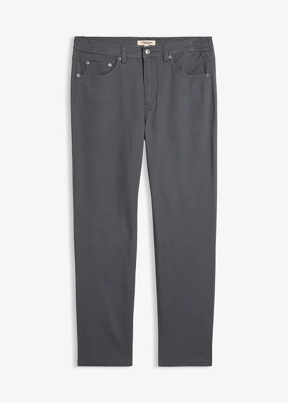 Classic Fit Stretch-Hose mit Dehnbund, Straight in grau von vorne - bonprix