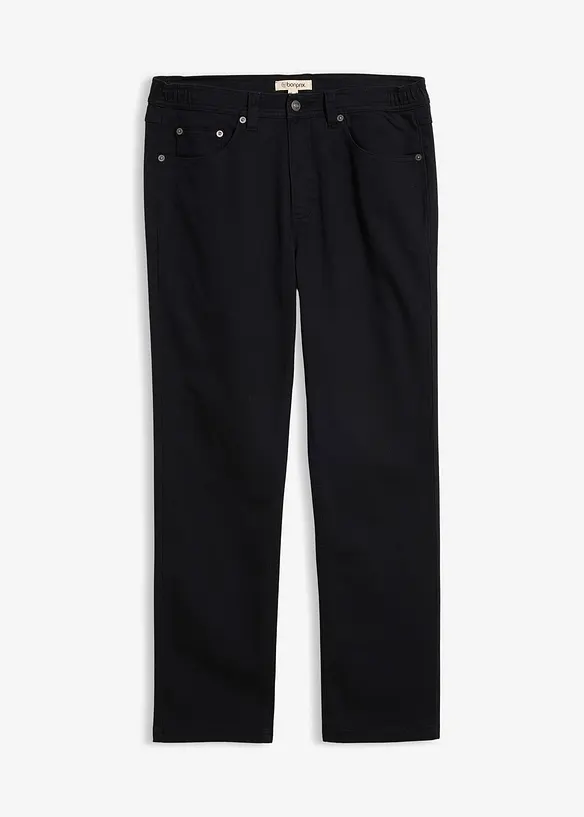 Classic Fit Stretch-Hose mit Dehnbund, Straight in schwarz von vorne - bonprix