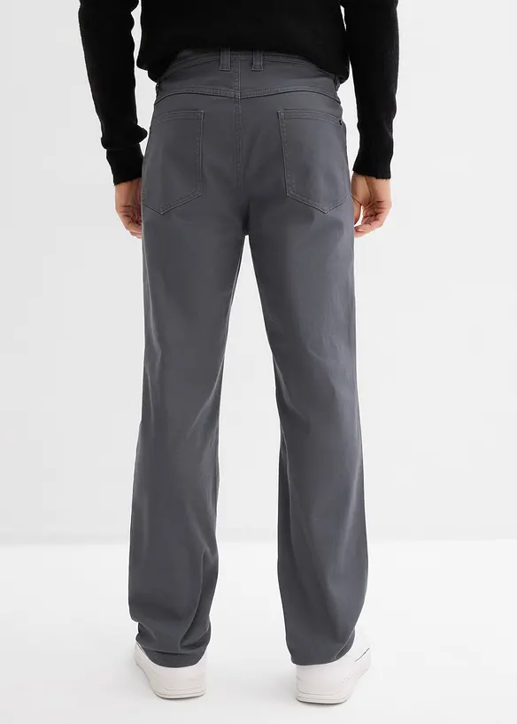 Classic Fit Stretch-Hose mit Dehnbund, Straight in grau von hinten - bonprix