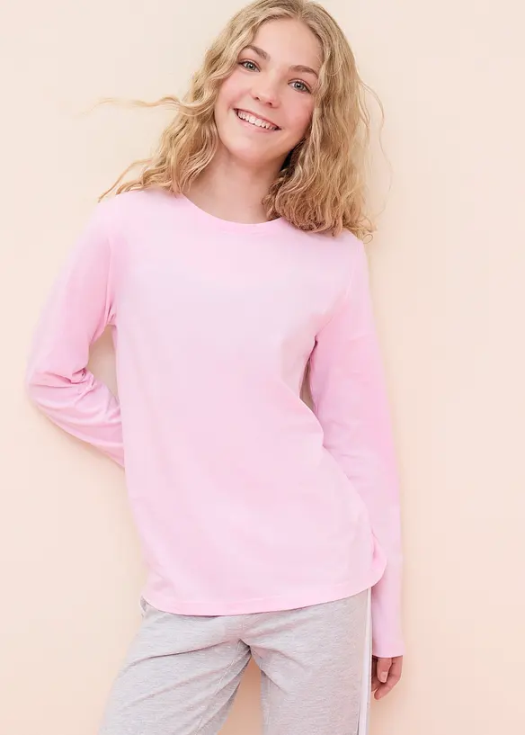 Langarmshirt aus Baumwolle (5er Pack) in grün von vorne (im Anschnitt) - bonprix