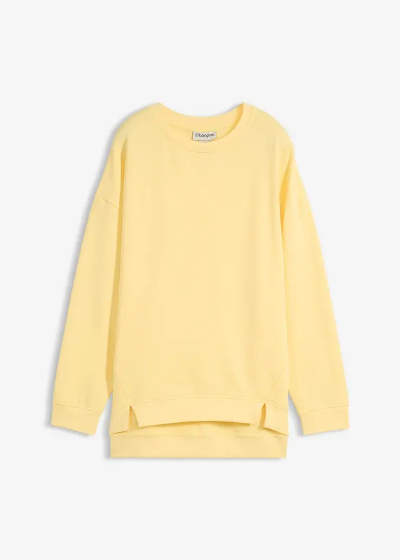 Oversize-Sweatshirt aus Baumwoll-Mix in gelb von vorne - bonprix