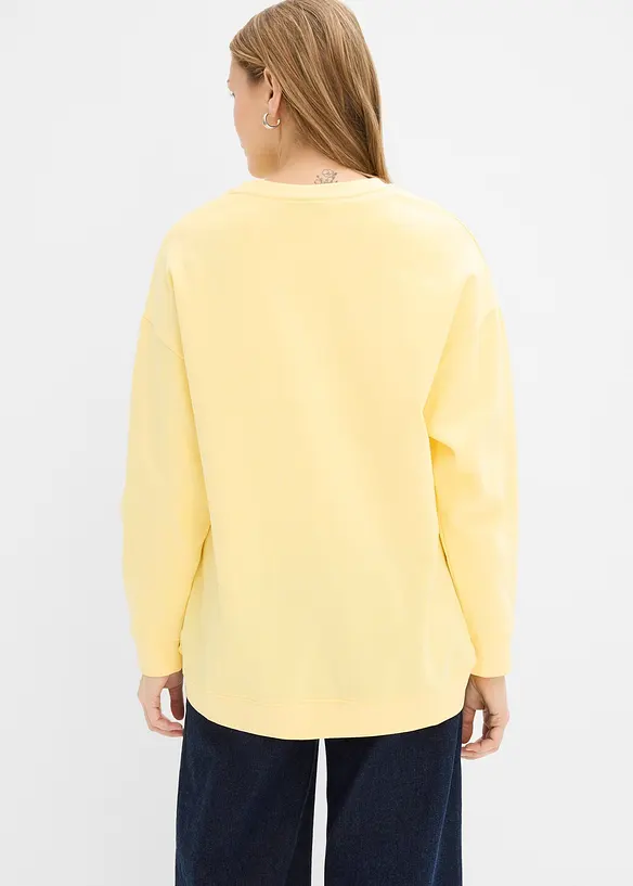 Oversize-Sweatshirt aus Baumwoll-Mix in gelb von hinten (im Anschnitt) - bonprix