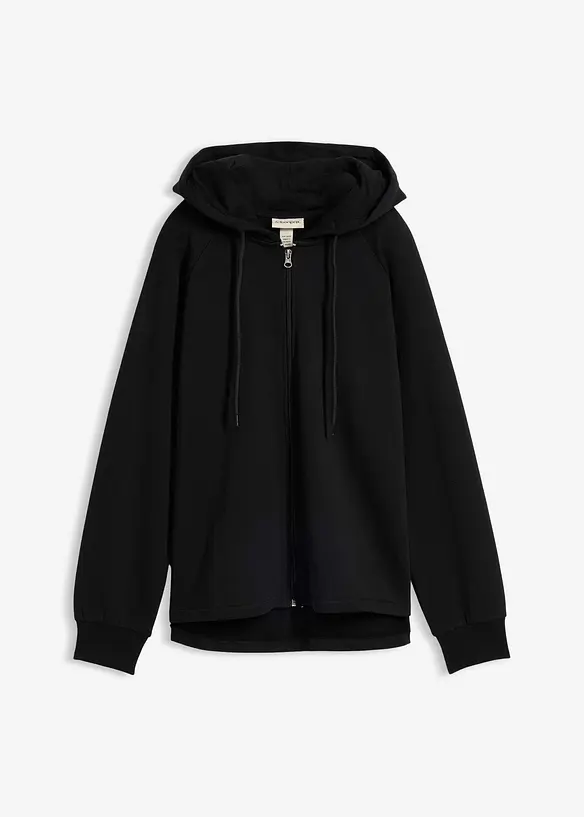Sweatjacke aus reiner Bio-Baumwolle in schwarz von vorne - bonprix