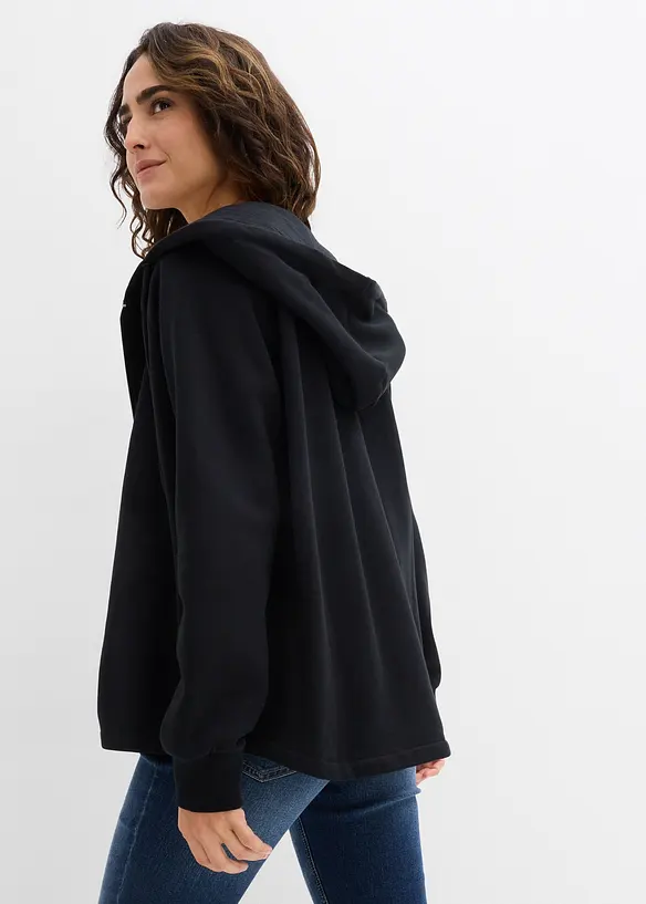 Sweatjacke aus reiner Bio-Baumwolle in schwarz von hinten (im Anschnitt) - bonprix