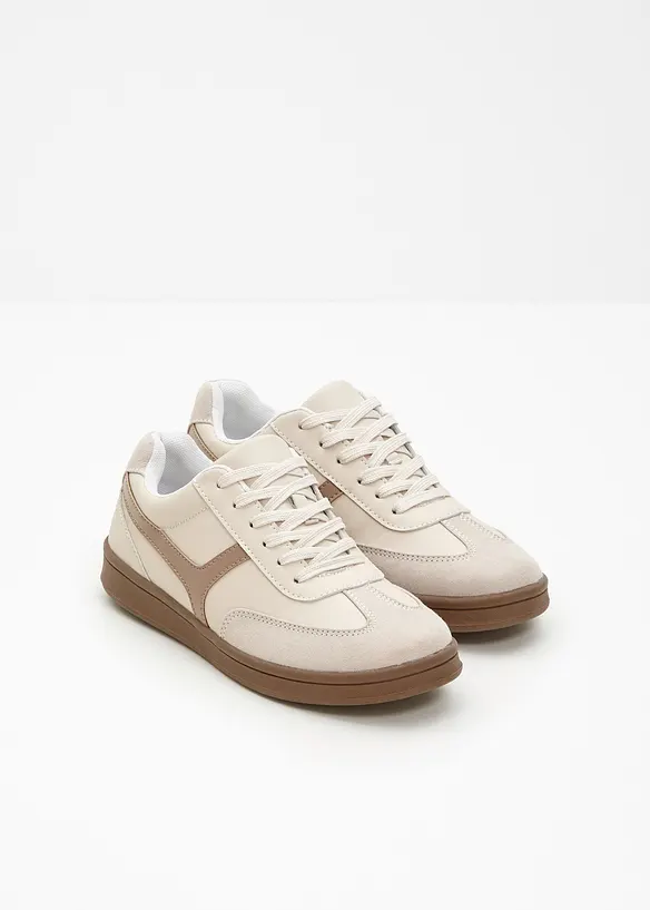 Sneaker im Retrolook in beige - bonprix