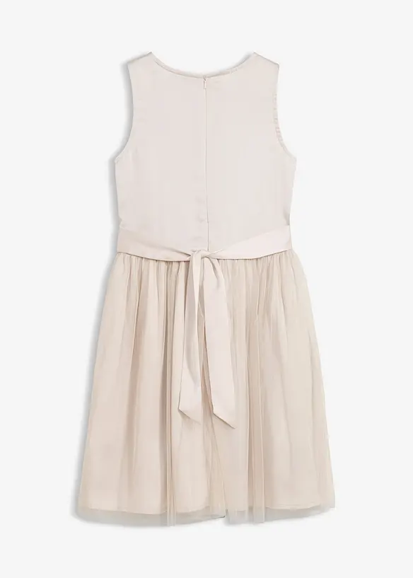 Kleid mit Satinband und großer Applikation in silber von hinten - bonprix
