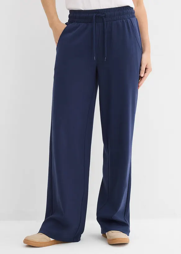 Jersey-Hose aus Interlock in blau von vorne - bonprix Jersey-Hose aus Interlock in blau von vorne - bonprix