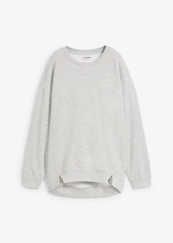 Oversize-Sweatshirt aus Baumwoll-Mix in grau von vorne - bonprix