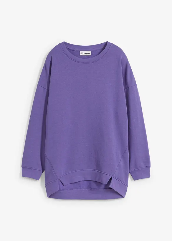 Oversize-Sweatshirt aus Baumwoll-Mix in lila von vorne - bonprix
