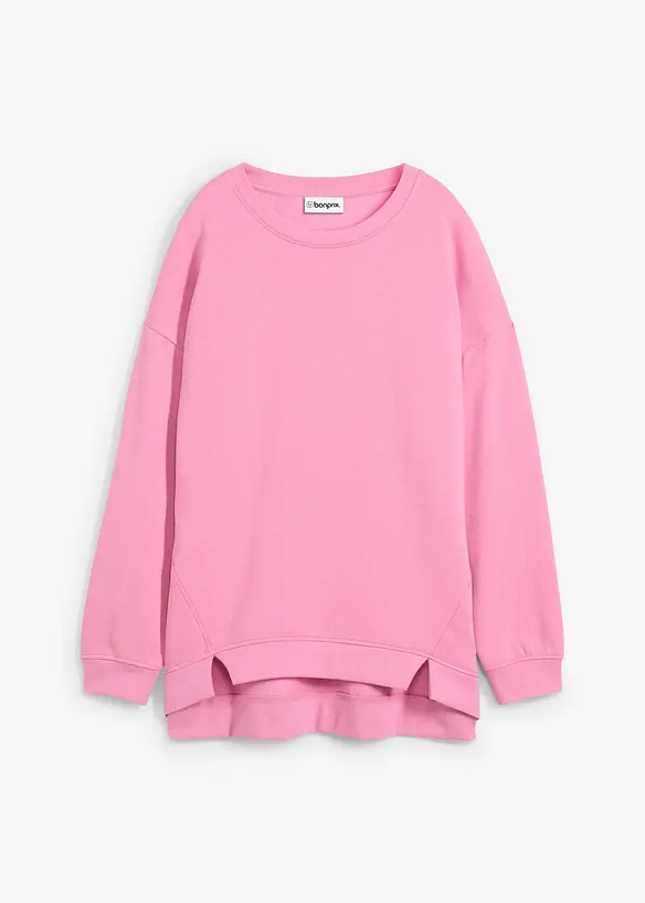 Oversize-Sweatshirt aus Baumwoll-Mix in pink von vorne - bonprix