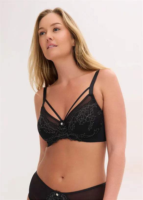 Minimizer-BH mit zarter Spitze in schwarz von vorne (im Anschnitt) - bonprix