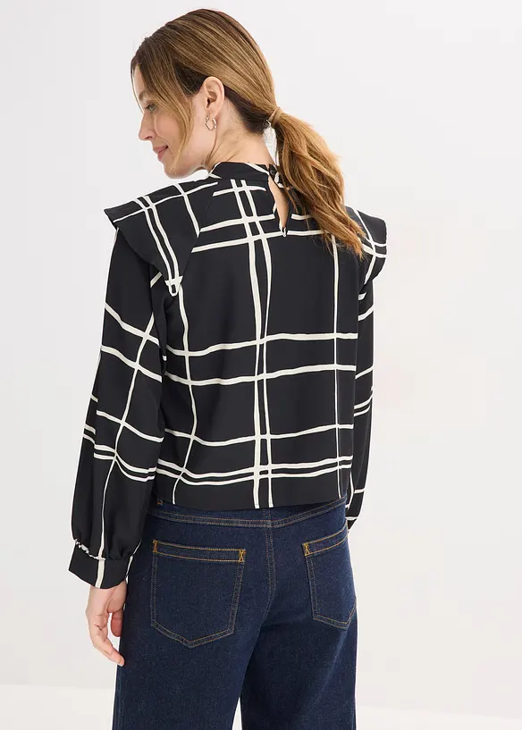Schlupfbluse in schwarz von hinten (im Anschnitt) - bonprix