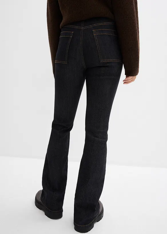 Bootcut-Jeans High Waist, Bequembund in schwarz von hinten - bonprix