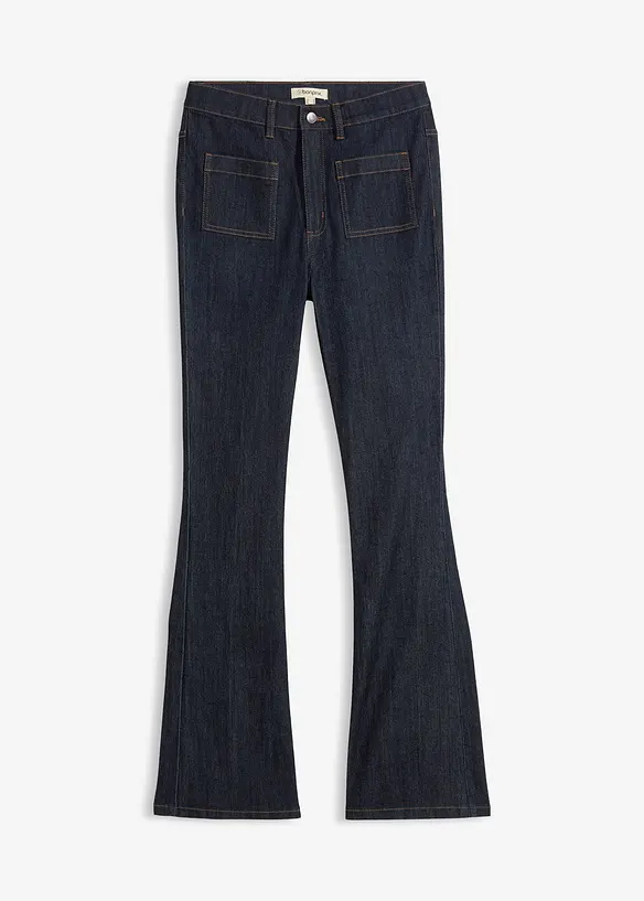 Bootcut-Jeans High Waist, Bequembund in blau von vorne - bonprix