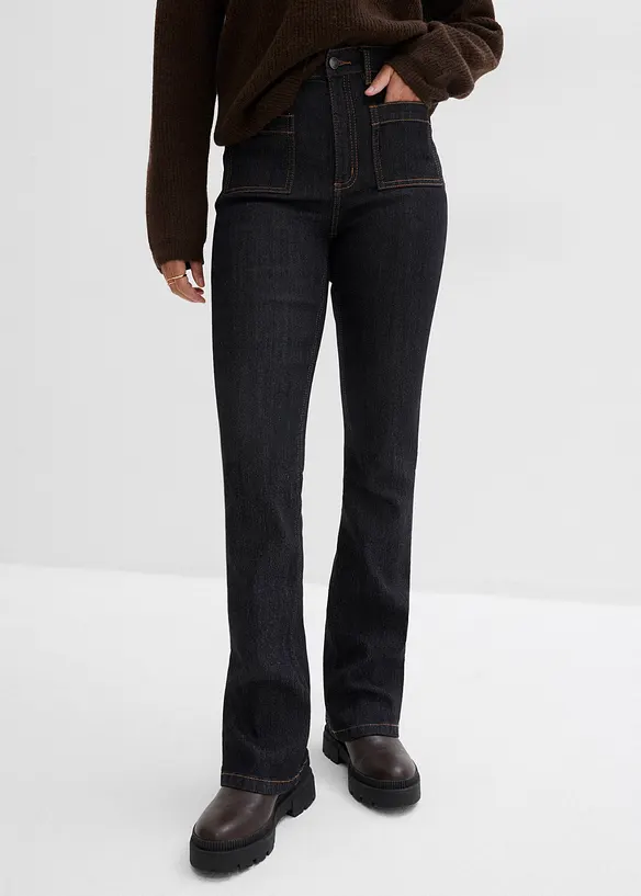 Bootcut-Jeans High Waist, Bequembund in schwarz von vorne - bonprix