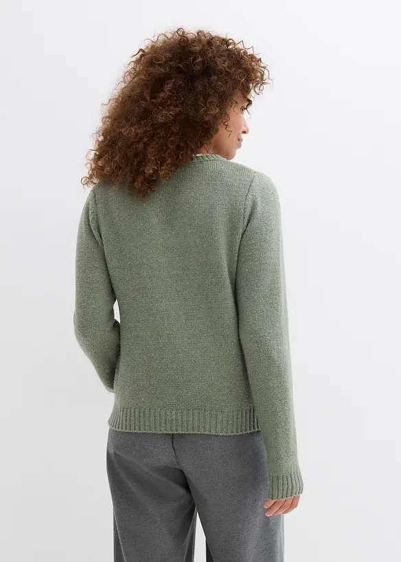 Pullover mit Spitzeneinsatz in grün von hinten (im Anschnitt) - bonprix