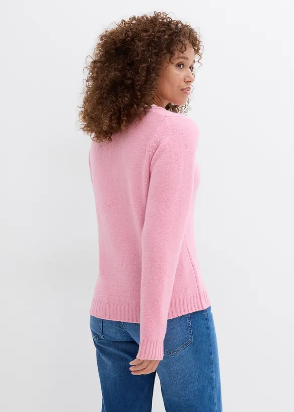 Pullover mit Spitzeneinsatz in rosa von hinten (im Anschnitt) - bonprix