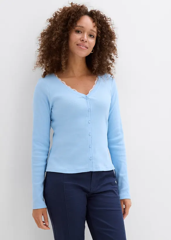 2-in-1-Shirt aus reiner Baumwolle in blau von vorne (im Anschnitt) - bonprix 2-in-1-Shirt aus reiner Baumwolle in blau von vorne (im Anschnitt) - bonprix