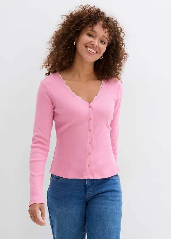 2-in-1-Shirt aus reiner Baumwolle in rosa von vorne (im Anschnitt) - bonprix 2-in-1-Shirt aus reiner Baumwolle in rosa von vorne (im Anschnitt) - bonprix