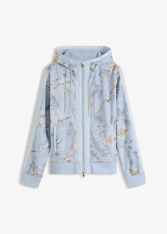 Sweatjacke aus weichem Baumwoll-Mix in blau von vorne - bonprix