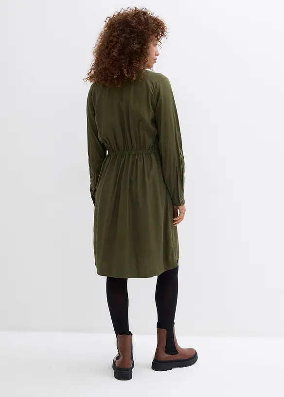 Blusenkleid aus softer Viskose in grün von hinten (Totalaufnahme) - bonprix Blusenkleid aus softer Viskose in grün von hinten (Totalaufnahme) - bonprix