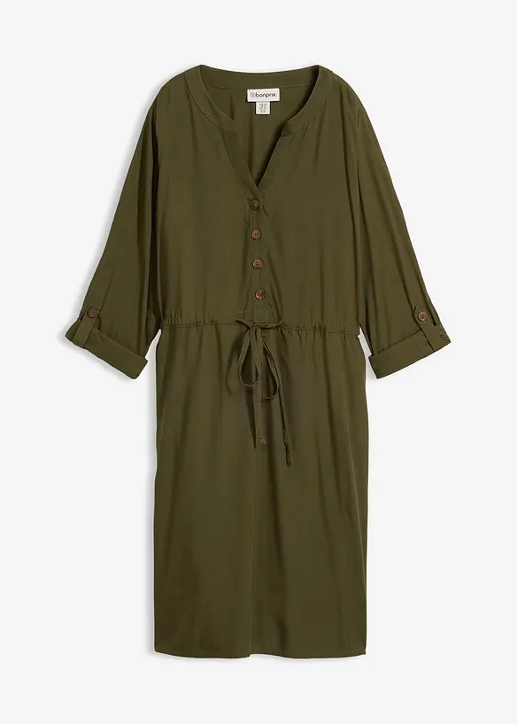 Blusenkleid aus softer Viskose in grün von vorne - bonprix Blusenkleid aus softer Viskose in grün von vorne - bonprix