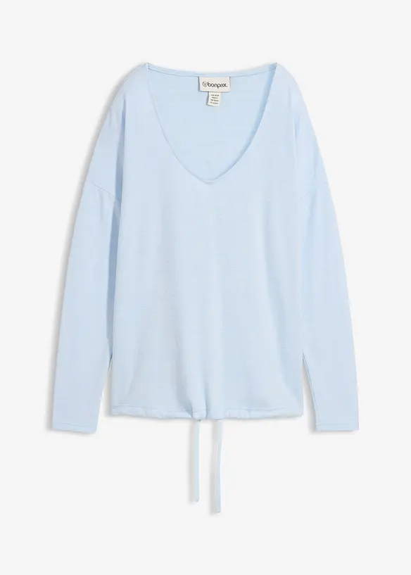 Oversize-Sweatshirt in Strickoptik in blau von vorne - bonprix