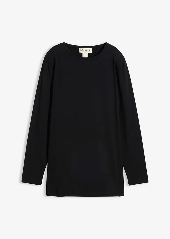 Longshirt aus reiner Bio-Baumwolle in schwarz von vorne - bonprix