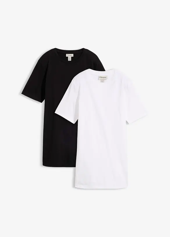 Longshirt aus reiner Bio-Baumwolle (2er Pack) in schwarz von vorne - bonprix Longshirt aus reiner Bio-Baumwolle (2er Pack) in schwarz von vorne - bonprix