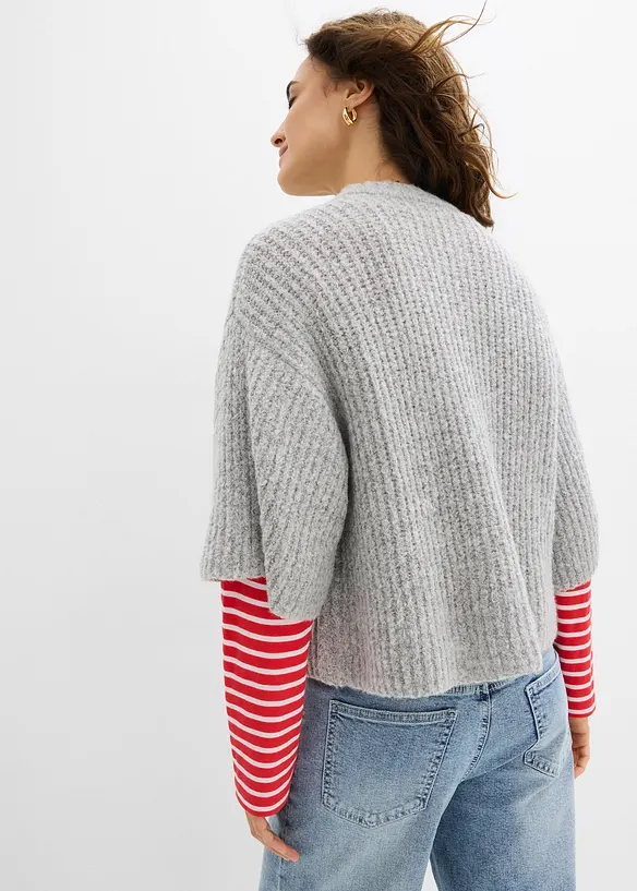 Strickjacke in grau von hinten (im Anschnitt) - bonprix