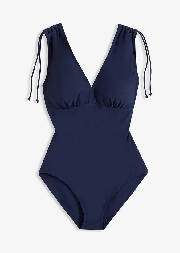 Light Shape-Badeanzug mit breiten Trägern in blau von vorne - bonprix