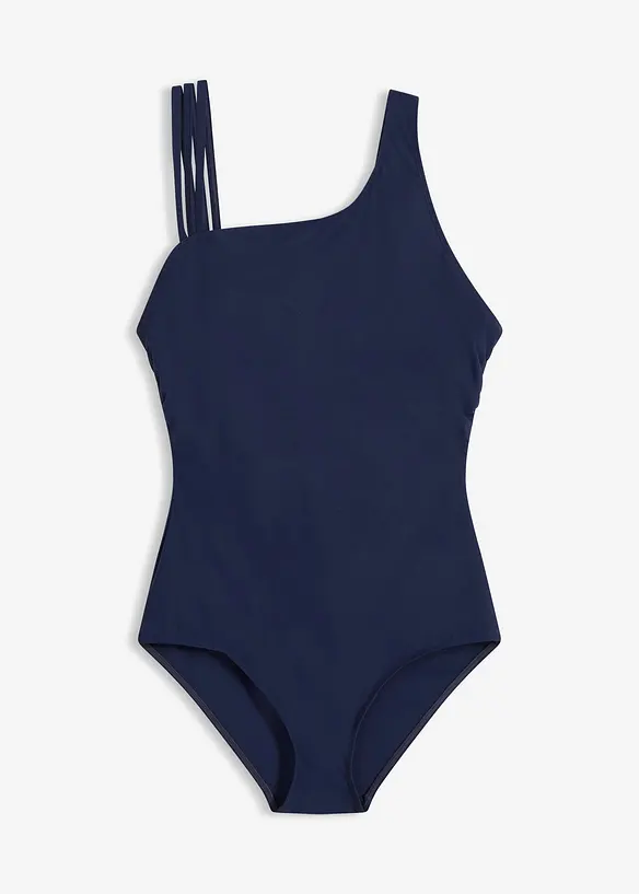 Light Shape-Badeanzug One-Shoulder in blau von vorne - bonprix