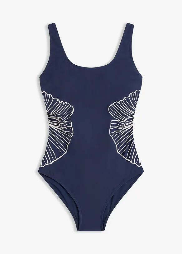 Light Shape-Badeanzug mit platziertem Druck in blau von vorne - bonprix