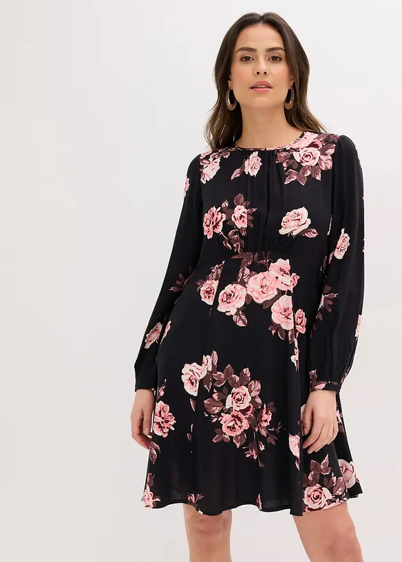 elegantes Kleid aus Viskose in schwarz von vorne (Totalaufnahme) - bonprix elegantes Kleid aus Viskose in schwarz von vorne (Totalaufnahme) - bonprix