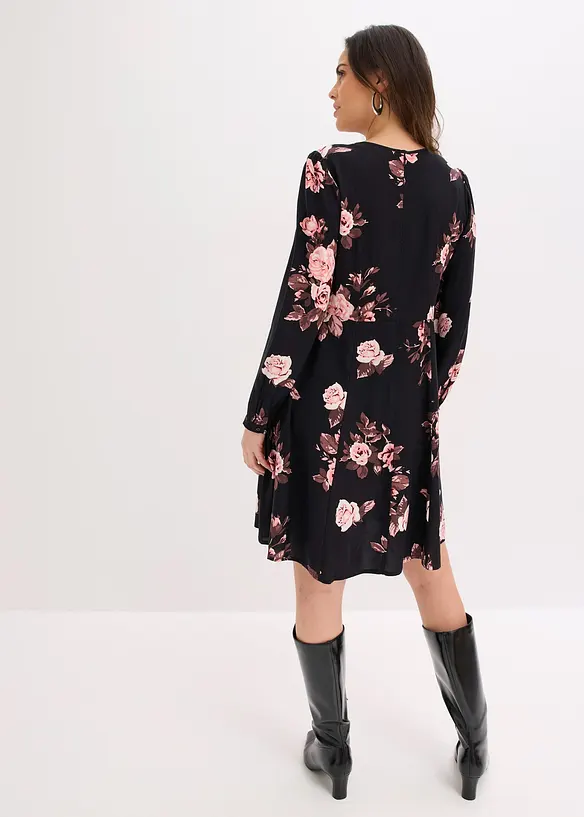 elegantes Kleid aus Viskose in schwarz von hinten (Totalaufnahme) - bonprix elegantes Kleid aus Viskose in schwarz von hinten (Totalaufnahme) - bonprix