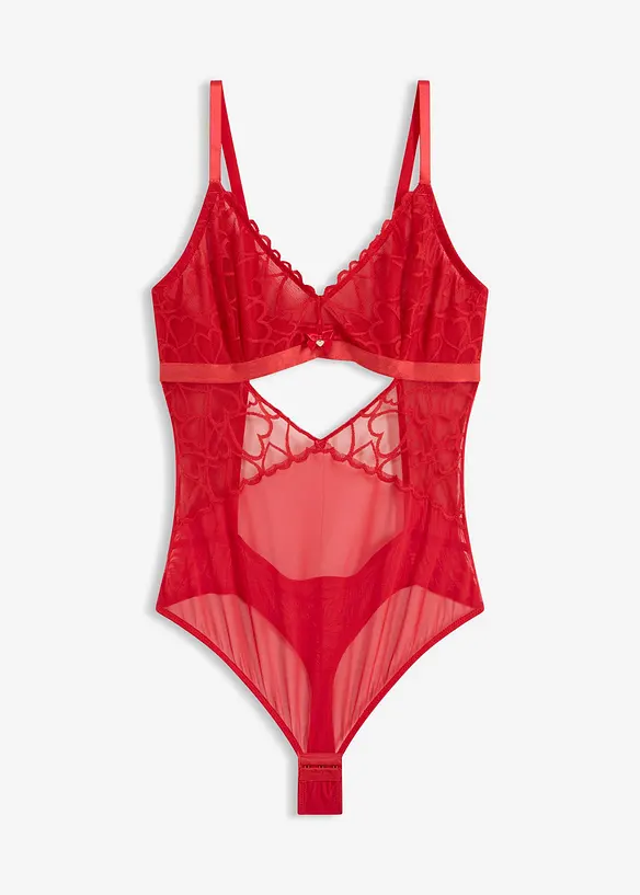 Stringbody mit Herzchenspitze in rot von vorne - bonprix
