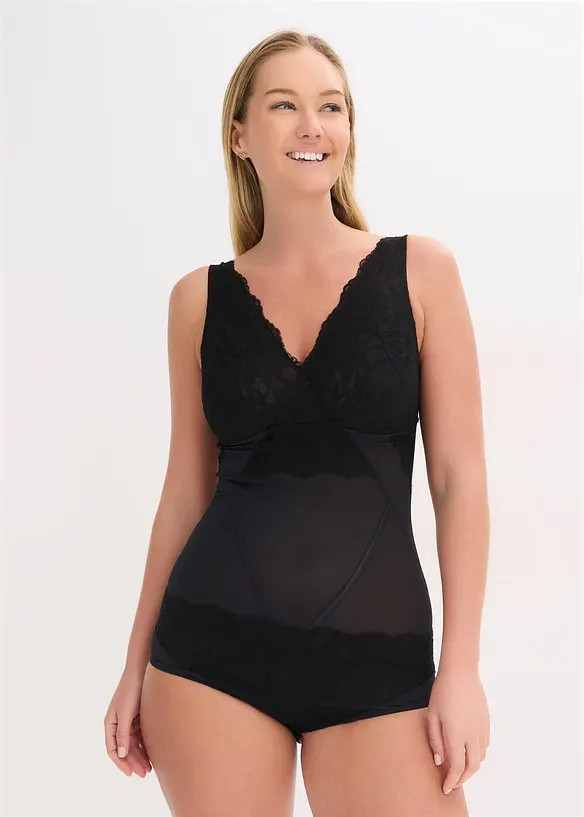Light Shape Body mit Spitze in schwarz von vorne (Totalaufnahme) - bonprix