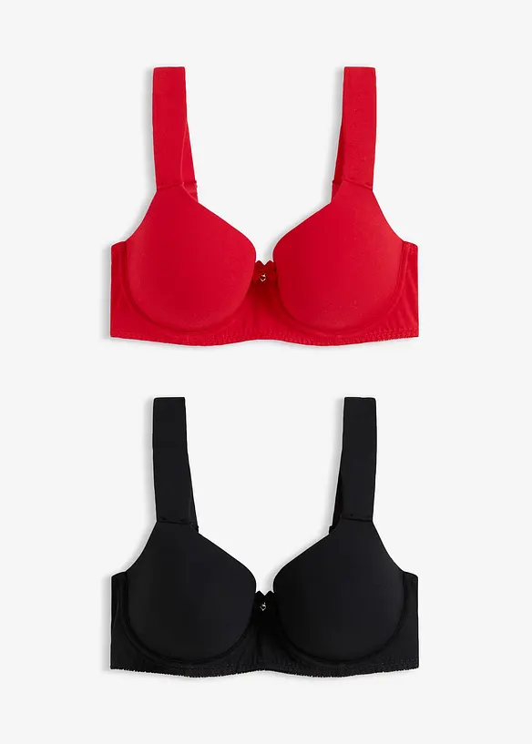 Schalen-BH mit Bügel und Spitze (2er Pack) in rot von vorne - bonprix