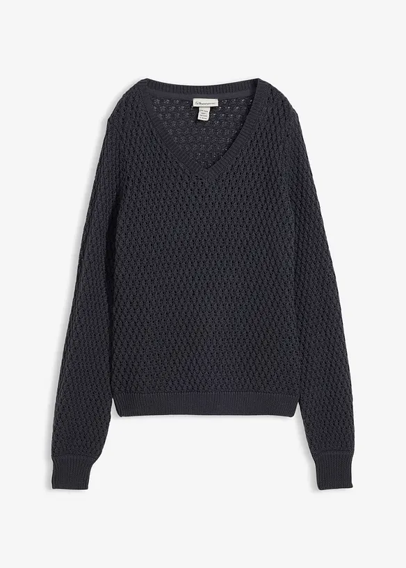 Pullover aus Baumwoll-Mix in blau von vorne - bonprix