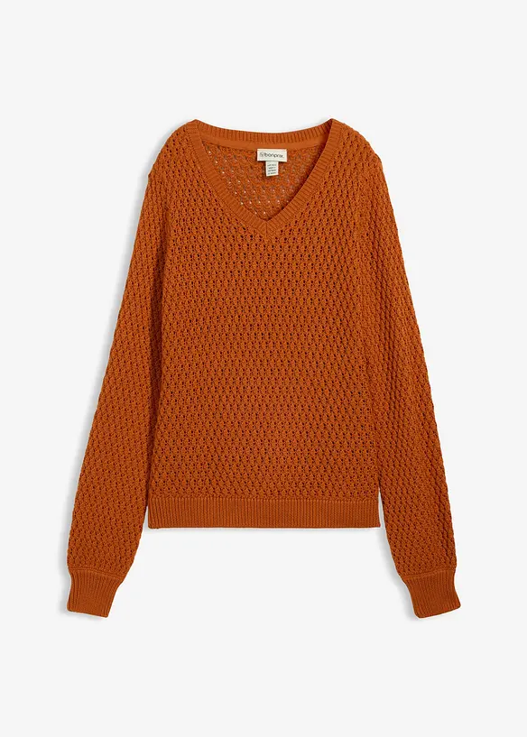 Pullover aus Baumwoll-Mix in braun von vorne - bonprix