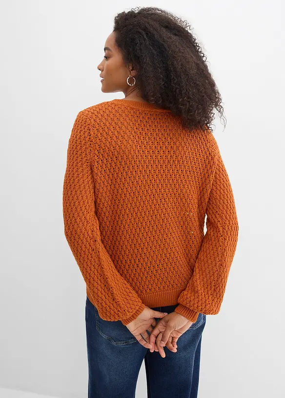 Pullover aus Baumwoll-Mix in braun von hinten (im Anschnitt) - bonprix