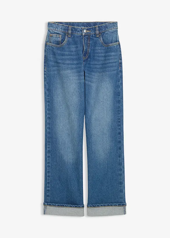 Wide-Leg-Jeans Low Waist in blau von vorne - bonprix